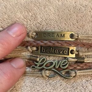 Leather and cord bracelet